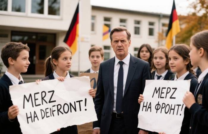 «Мерц, иди на фронт сам»: немецкие школьники вышли на протест против милитаризации